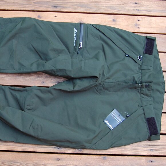 EDDIE BAUER Funski Insulated Ski Snowboards Pants Green Men's Size L NWT - Picture 1 of 8